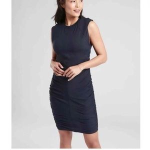 Athleta Apres Ruched Navy Blue T shirt Body-con dress Size XS